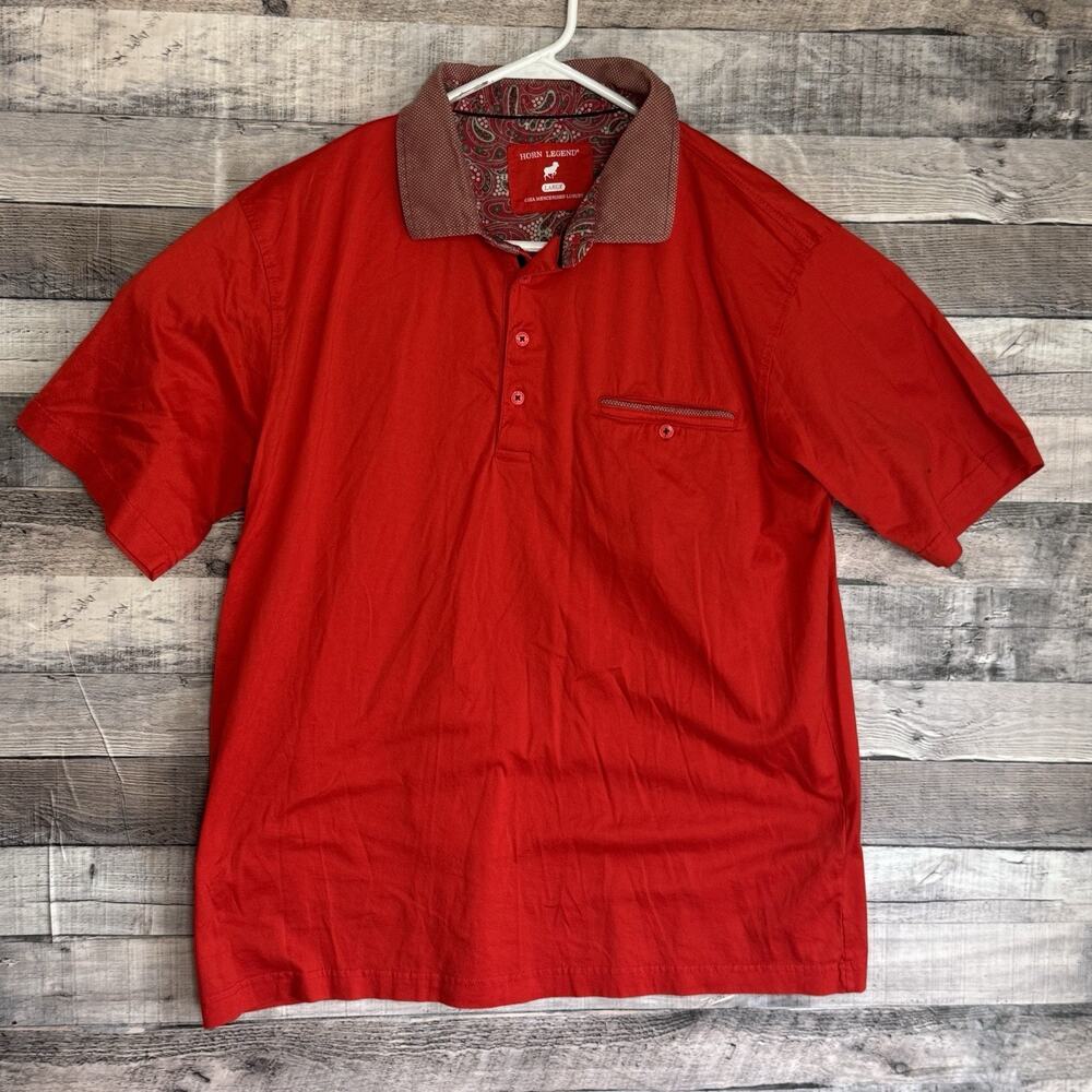 Horn Legend Polo Shirt Mens Large Red Pocket Preppy Classic Golf